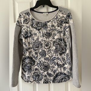 Sundance Blue and Gray Floral Long Sleeve Top